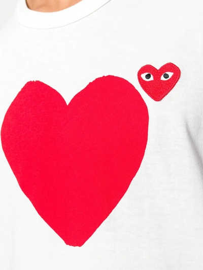 Comme Des Garçons Play White Double Hearts At Back T-shirt In White