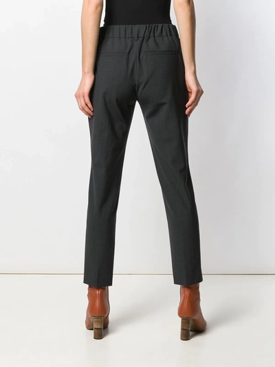 Shop Brunello Cucinelli Elastic-waist Tapered-leg Trousers In Grey