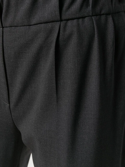 Shop Brunello Cucinelli Elastic-waist Tapered-leg Trousers In Grey