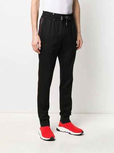 Shop Philipp Plein Embellished Slim-fit Track Trousers In Black