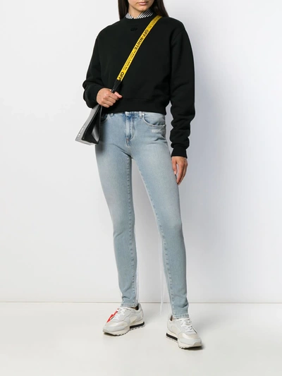 Shop Off-white Embroidered Details Skinny Jeans In Blue