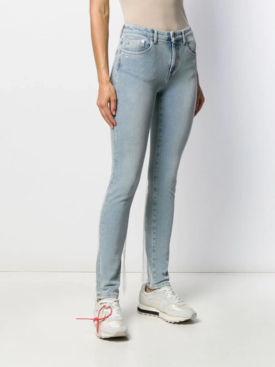 Shop Off-white Embroidered Details Skinny Jeans In Blue