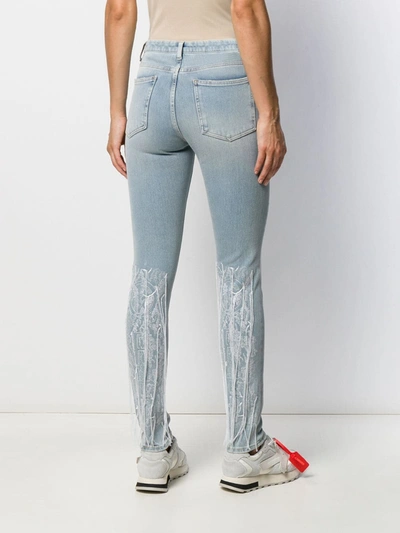 Shop Off-white Embroidered Details Skinny Jeans In Blue