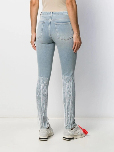 Off-white Embroidered Details Skinny Jeans In Blue