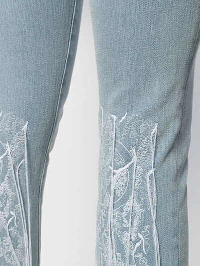 Off-white Embroidered Details Skinny Jeans In Blue