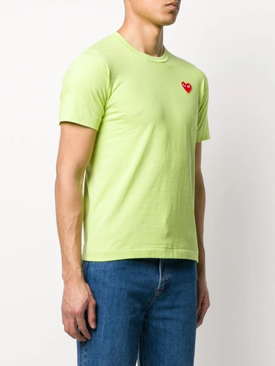 Shop Comme Des Garçons Play Heart Embroidered Round Neck T-shirt In Green