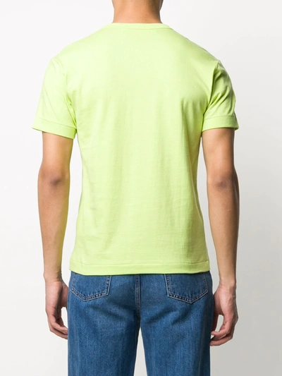 Comme Des Garçons Play Heart Embroidered Round Neck T-shirt In Green