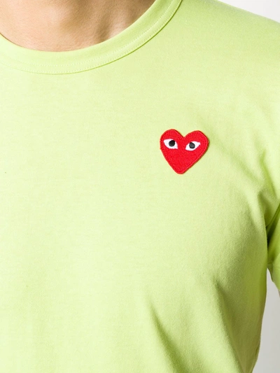 Shop Comme Des Garçons Play Heart Embroidered Round Neck T-shirt In Green