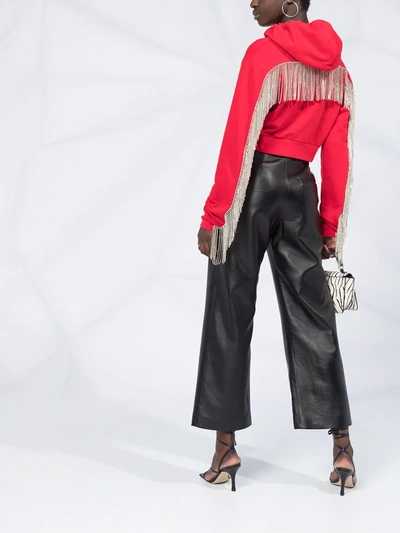 Philipp Plein Crystal-fringe Hoodie In Red