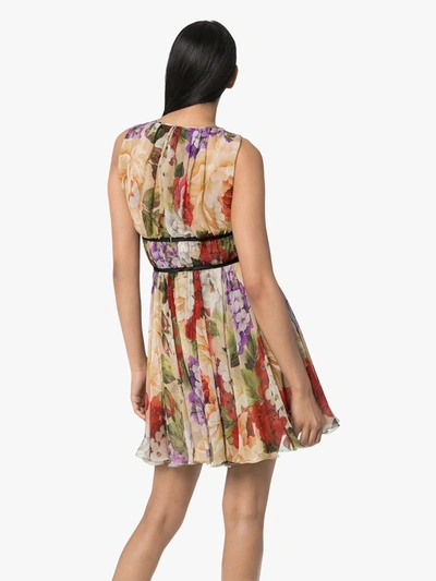 Shop Dolce & Gabbana Floral Print Chiffon Dress In Neutrals