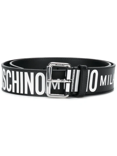 Shop Moschino All-over Logo Belt In Black