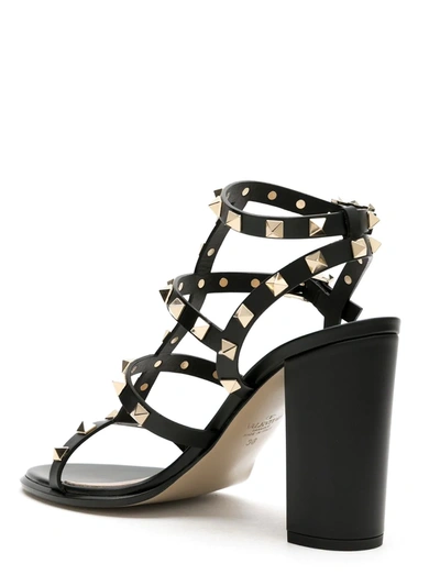 Valentino Rockstud Caged 90 Leather Ankle Strap Sandal In Black