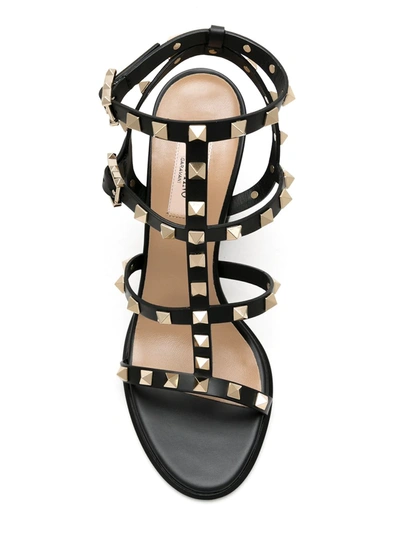 Valentino Rockstud Caged 90 Leather Ankle Strap Sandal In Black