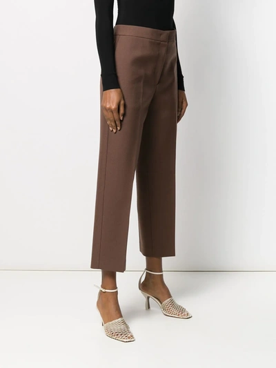 Shop Jil Sander Cropped Tailored Trousers In Brown
