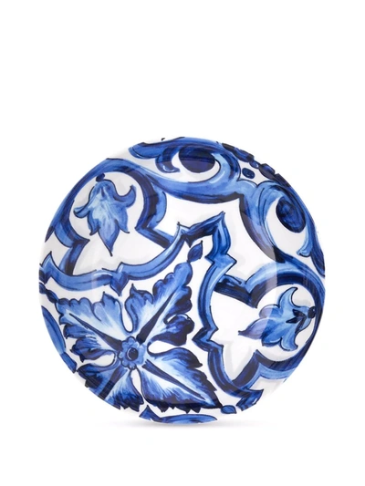 Shop Dolce & Gabbana Blu Mediterraneo-print Porcelain Soup Plates (set Of 2) In Blue