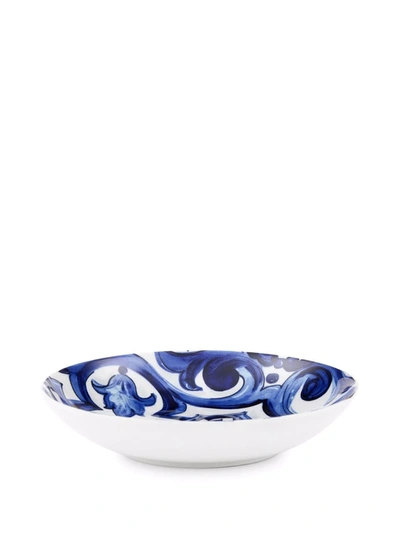 Shop Dolce & Gabbana Blu Mediterraneo-print Porcelain Soup Plates (set Of 2) In Blue