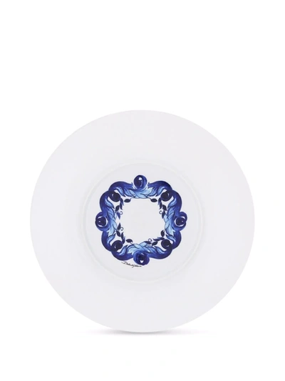 Shop Dolce & Gabbana Blu Mediterraneo-print Porcelain Soup Plates (set Of 2) In Blue