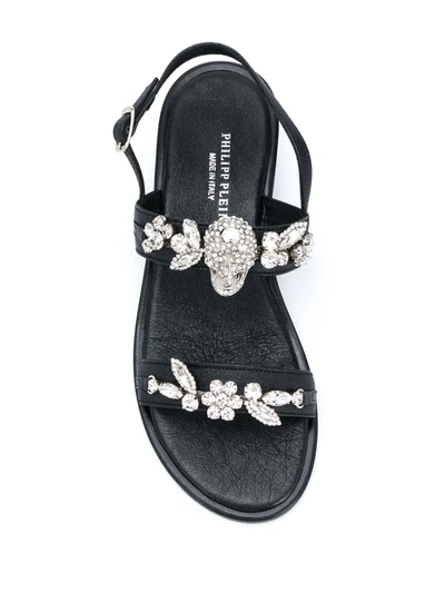 Shop Philipp Plein Embellished-detail Low-heel Sandals In Black