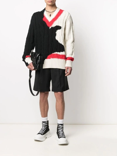 Shop Alexander Mcqueen Patterned Intarsia-knit Jumper In White