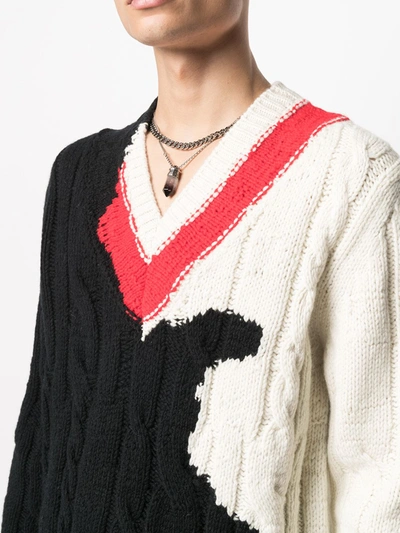 Shop Alexander Mcqueen Patterned Intarsia-knit Jumper In White