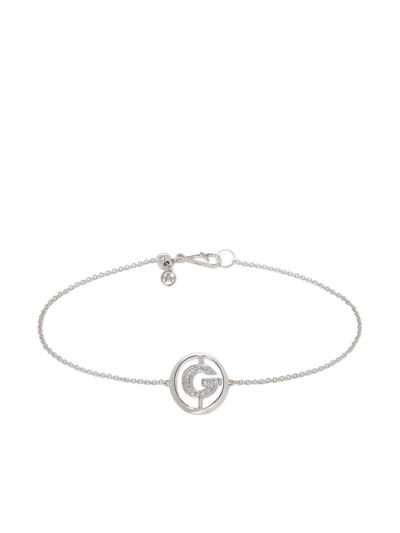 Shop Annoushka 18kt White Gold Diamond Initial G Bracelet In Silver