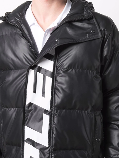 Philipp Plein Logo-print Hooded Padded Jacket In Black