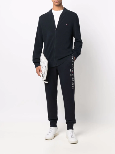 Tommy Hilfiger Logo-embroidered Drawstring Cotton Track Pants In Blau