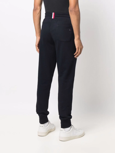 Tommy Hilfiger Logo-embroidered Drawstring Cotton Track Pants In Blau