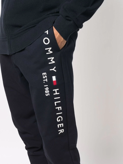 Tommy Hilfiger Logo-embroidered Drawstring Cotton Track Pants In Blau