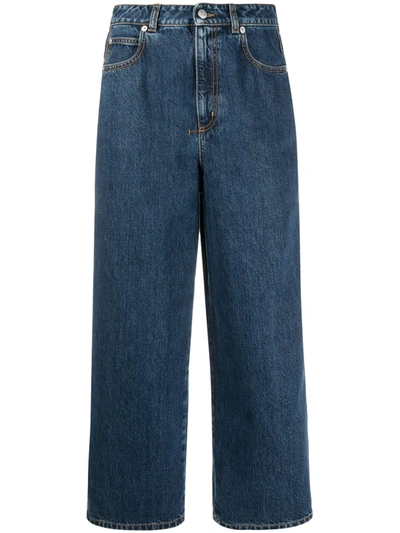 Shop Alexander Mcqueen Wide-leg Cropped Jeans In Blue