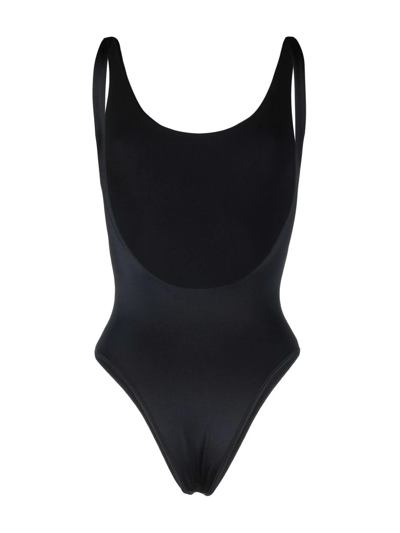 Shop Balmain Logo-embellished Swimsuit In Black