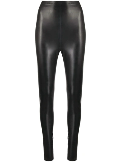 Shop Saint Laurent High-waist Latex Leggings In Black