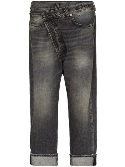 Shop R13 Stonewashed Straight-leg Jeans In Black
