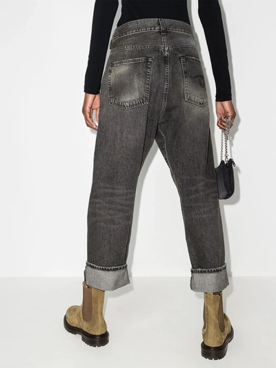 Shop R13 Stonewashed Straight-leg Jeans In Black