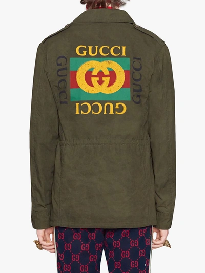 Coated parka with Gucci logo