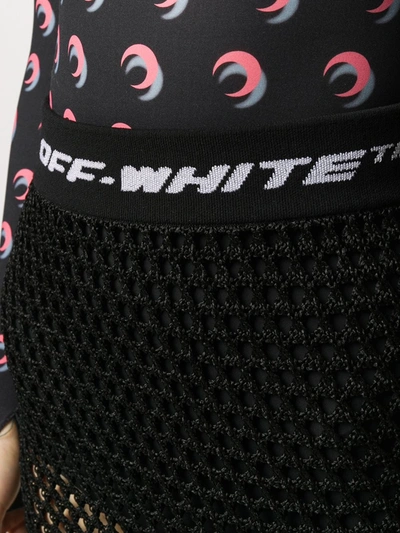Shop Off-white Logo Waistband Fishnet Skirt In Black
