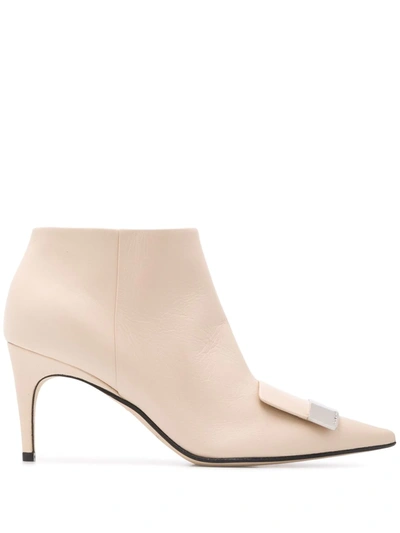 Shop Sergio Rossi Pointed Ankle Boots In Neutrals