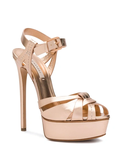 Shop Casadei Platform Stiletto Sandals In Gold