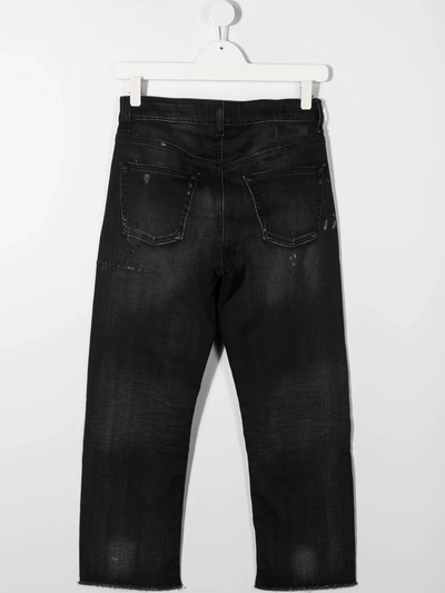 Shop Diesel Teen Distressed Carrot-fit Jeans In Grey