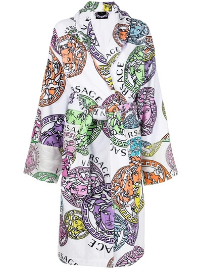 Shop Versace Medusa-head Motif Gown In Multicolour