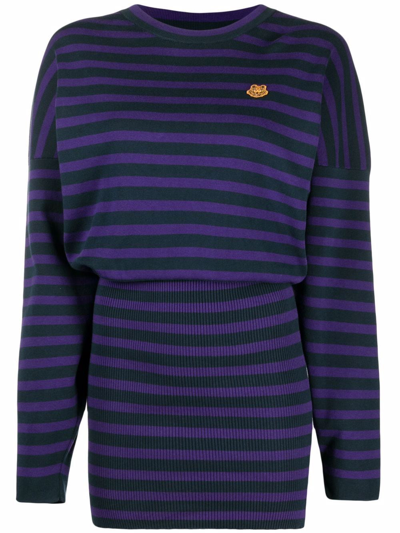 Shop Kenzo Striped Knitted Minidress In Violett