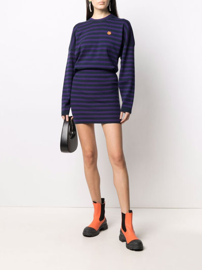 Kenzo Striped Knitted Minidress In Violett