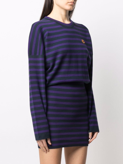 Kenzo Striped Knitted Minidress In Violett