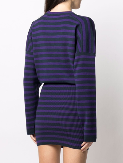 Kenzo Striped Knitted Minidress In Violett
