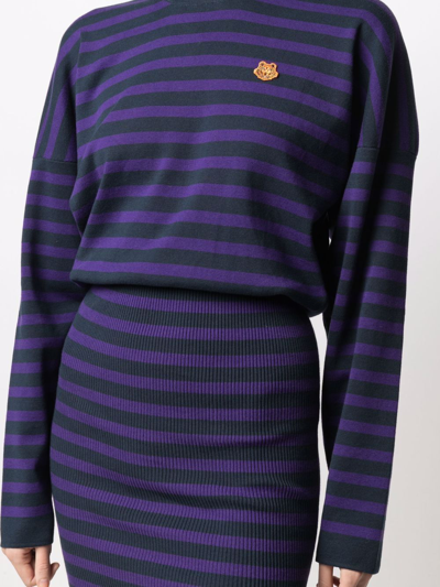Kenzo Striped Knitted Minidress In Violett