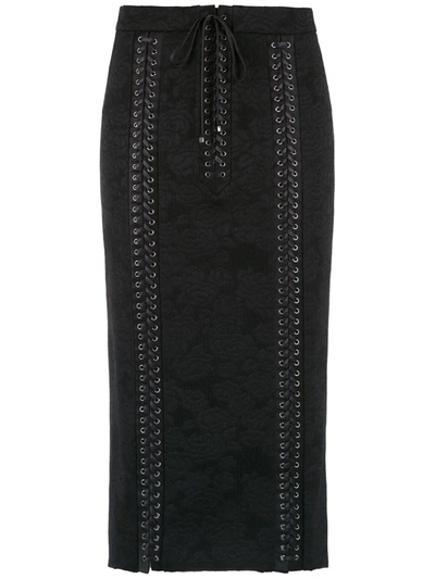 Shop Dolce & Gabbana Corset Style Lace Skirt In Black