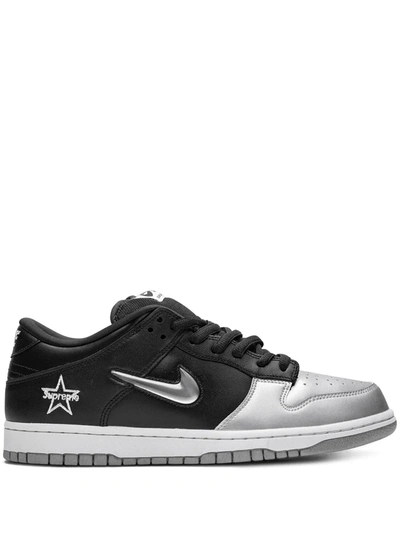 Shop Nike X Supreme Sb Dunk Low Og Qs "jewel Swoosh Silver/black" Sneakers