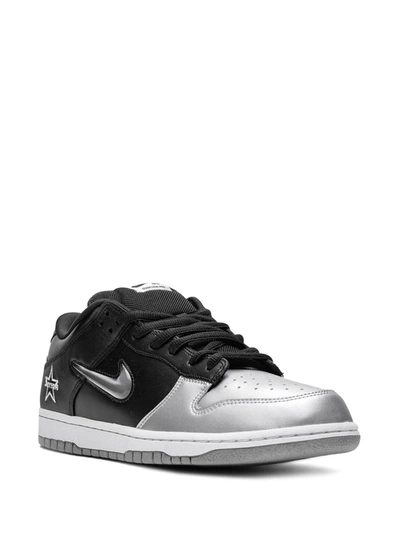 Shop Nike X Supreme Sb Dunk Low Og Qs "jewel Swoosh Silver/black" Sneakers