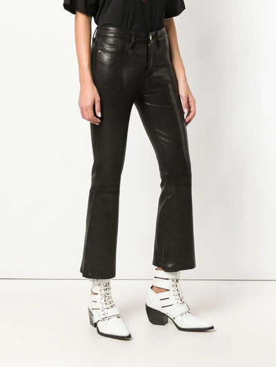 Frame Crop Mini Boot Lamb Leather Pants In Black