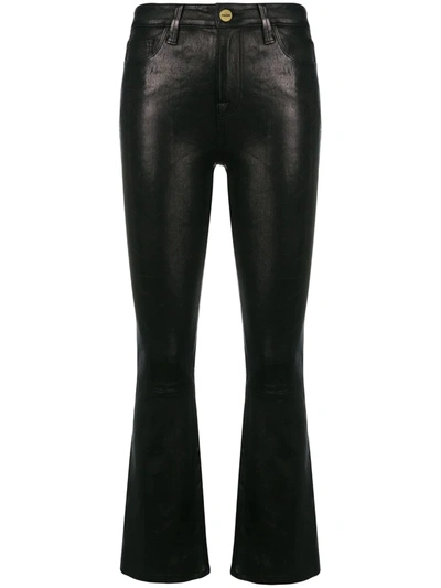 Frame Crop Mini Boot Lamb Leather Pants In Black